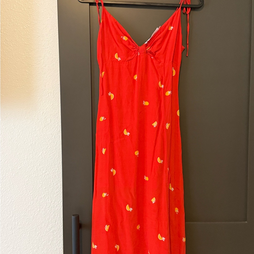 Astr Vibrant Red Dress with Yellow Details